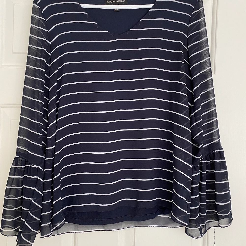 Blue and white striped blouse